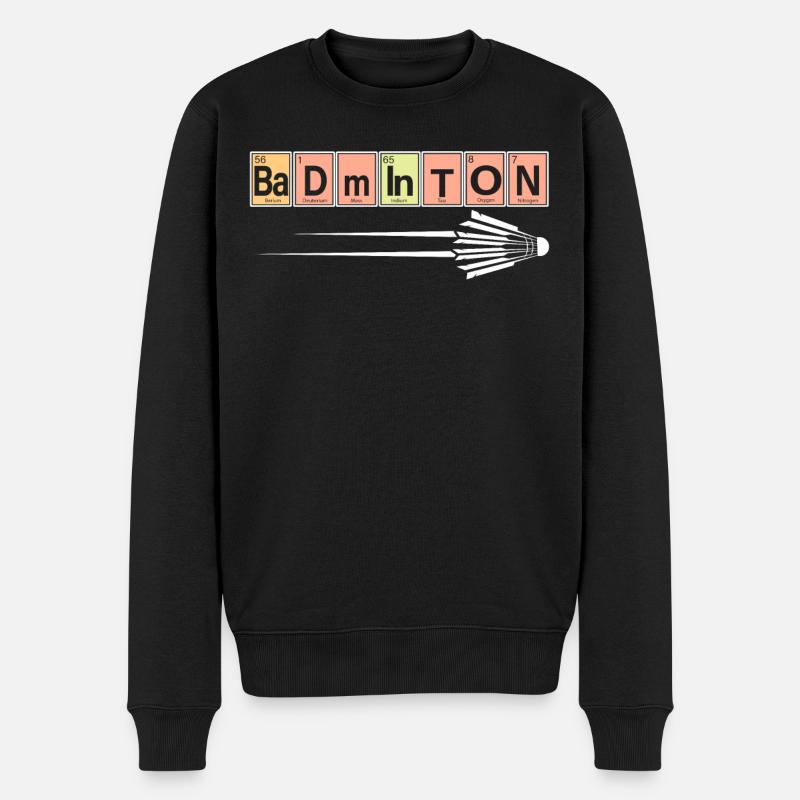 Badminton-Spieler-Sport-Chemie - Männer Premium Bio Pullover - Schwarz