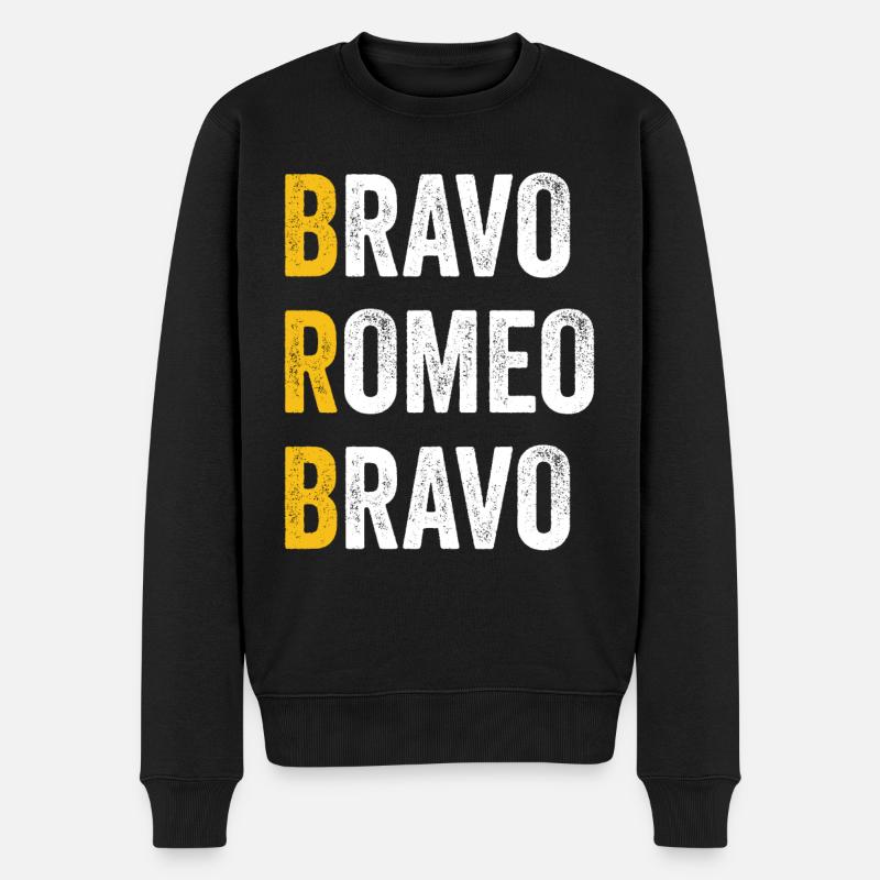 Computer-Chat Bravo Romeo Bravo - BRB - Männer Premium Bio Pullover - Schwarz