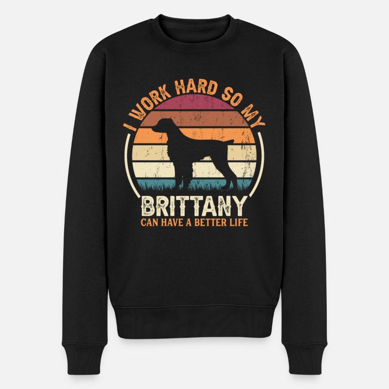 Travailler dur - Retro Brittany - Pull Premium bio Homme - noir