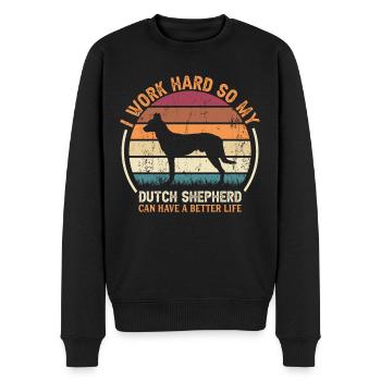 Travail acharné - Retro Dutch Shepherd - Pull Premium bio Homme - noir - Devant - Nico (187cm)
