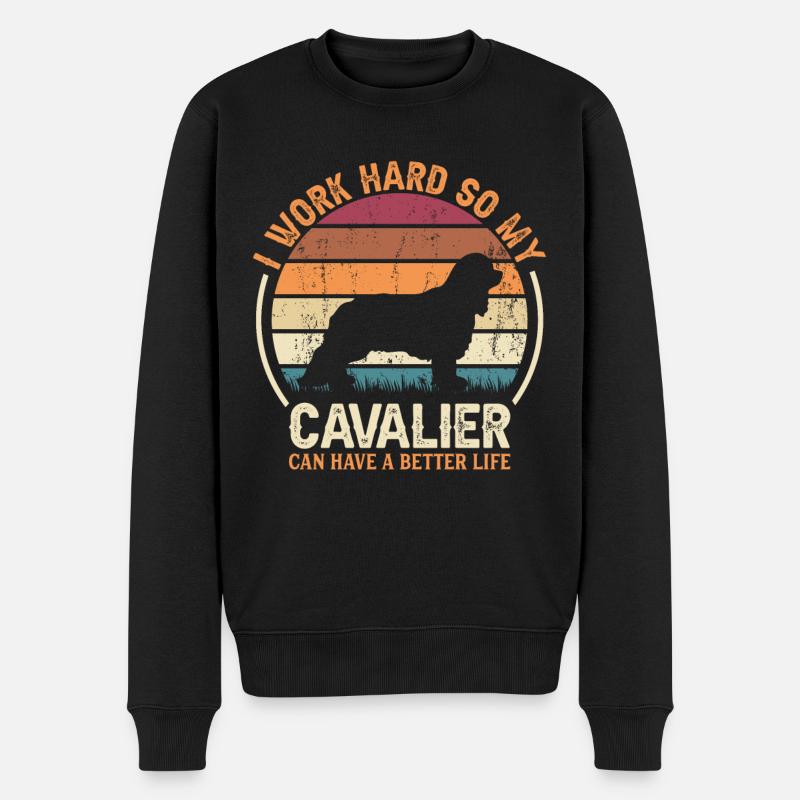 Travaillez dur - Retro Cavalier - Pull Premium bio Homme - noir