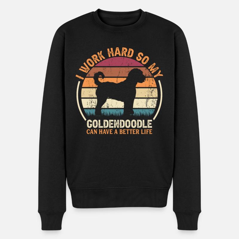 Travailler dur - Retro Goldendoodle - Pull Premium bio Homme - noir