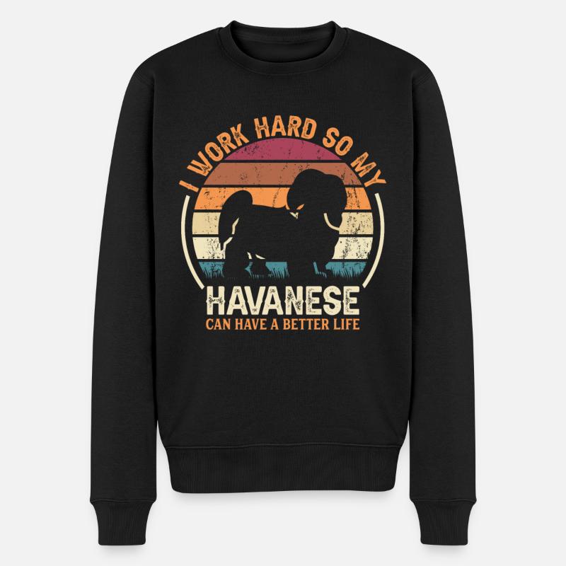 Travail acharné - Retro Havanese - Pull Premium bio Homme - noir