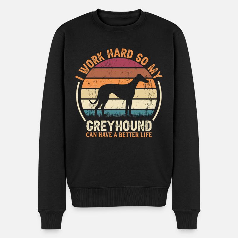 Hart Arbeiten - Retro Greyhound - Männer Premium Bio Pullover - Schwarz