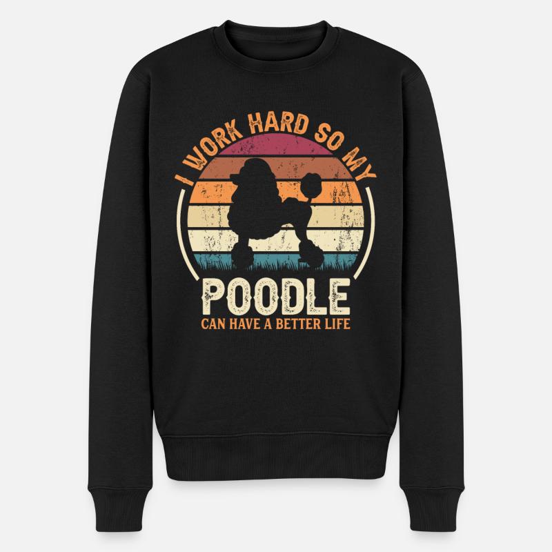 Travaillez dur - Retro Poodle - Pull Premium bio Homme - noir