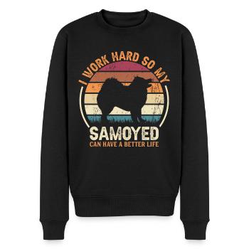 Travail acharné - Retro Samoyed - Pull Premium bio Homme - noir - Devant - Nico (187cm)