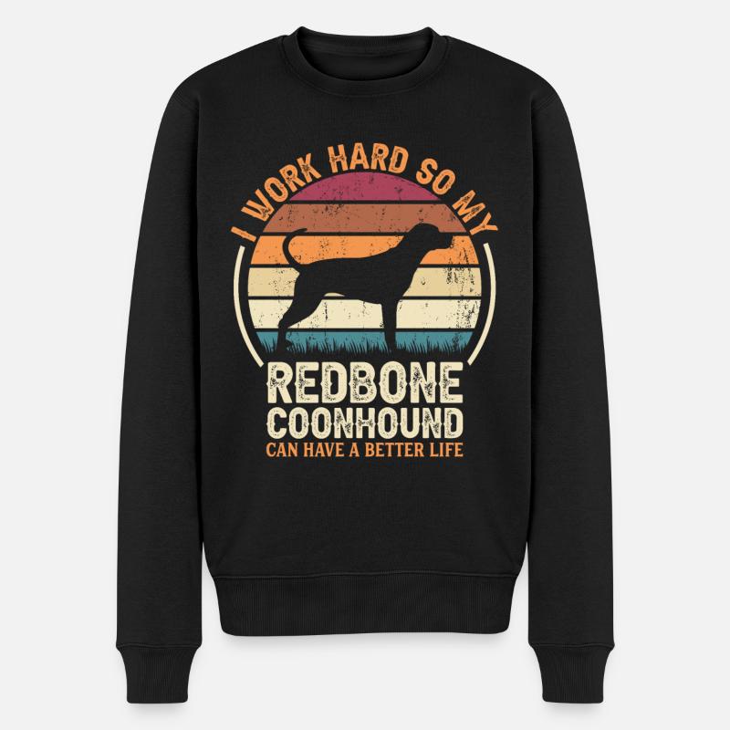 Travailler dur - Retro Redbone Coonhound - Pull Premium bio Homme - noir