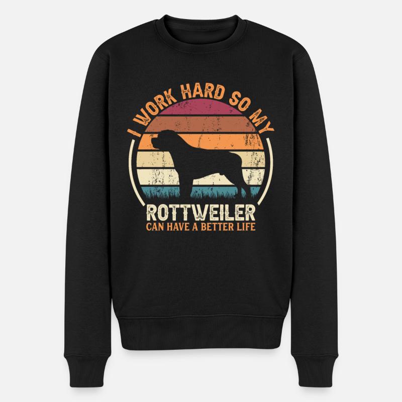 Travail acharné - Retro Rottweiler - Pull Premium bio Homme - noir