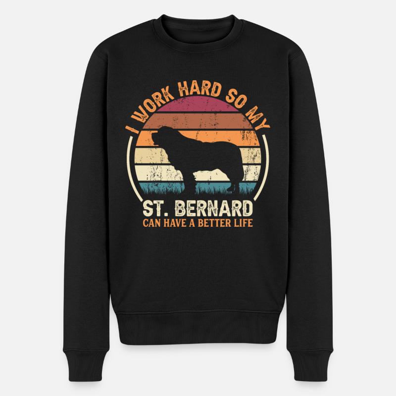 Travailler dur - Retro St. Bernard - Pull Premium bio Homme - noir