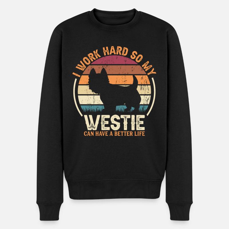 Travaillez dur - Retro Westie - Pull Premium bio Homme - noir