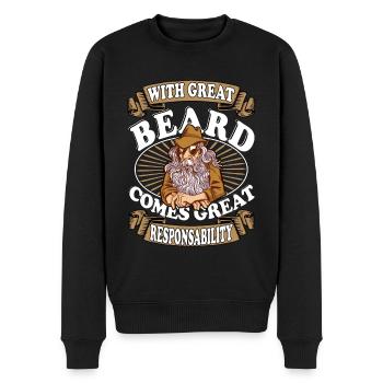With great beard comes great responsability Bart - Men's Premium Organic Jumper - black - Front - Nico (187cm)