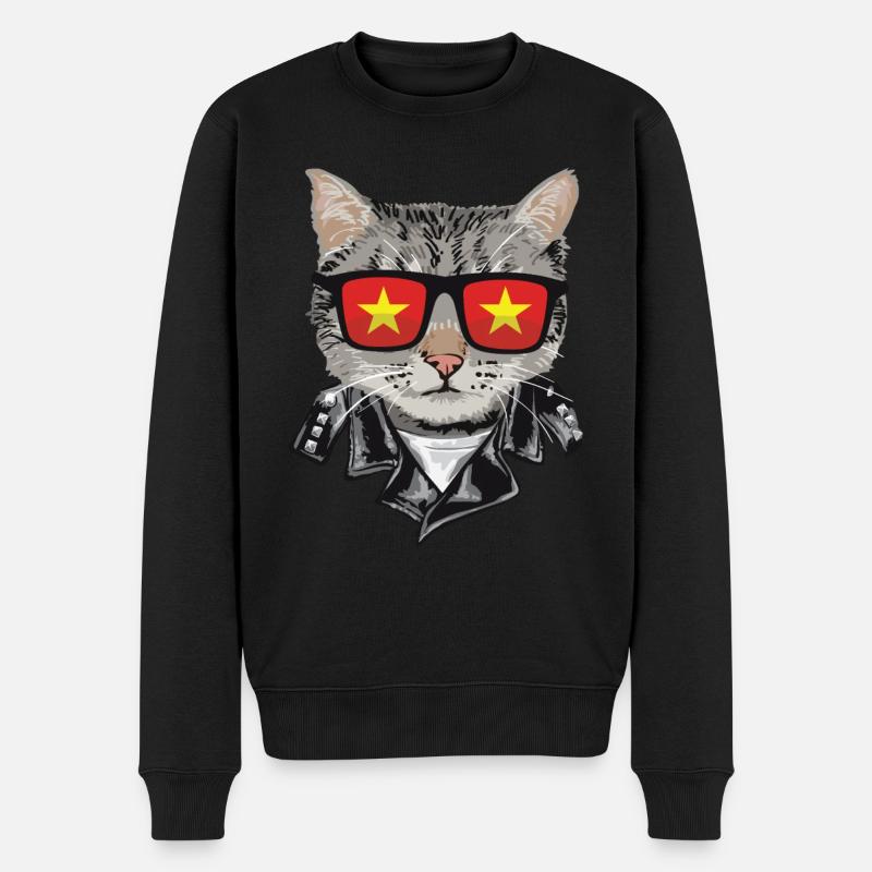 Katzen -Vietnam -Flagge Sonnenbrille - Männer Premium Bio Pullover - Schwarz