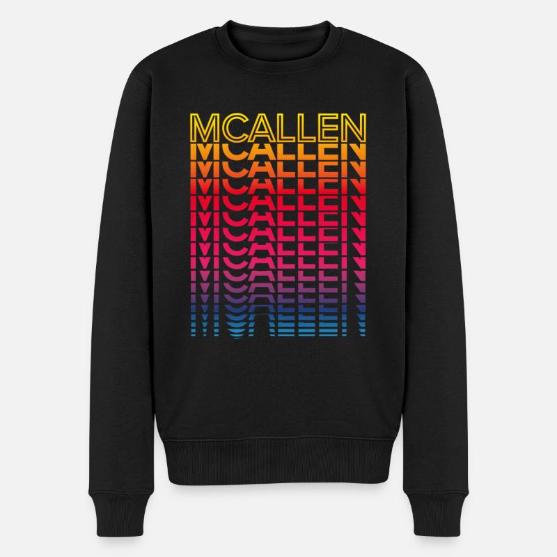 Retro Nostalgisch USA Stadt - Regenbogen Mcallen - Männer Premium Bio Pullover - Schwarz