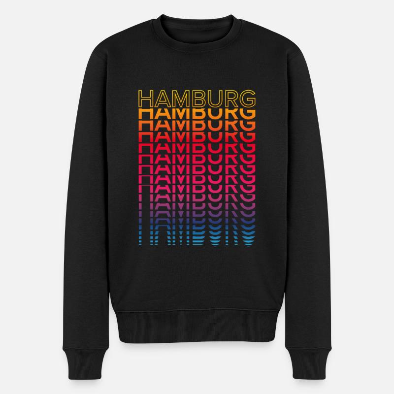 Retro Nostalgisch Stadt - Regenbogen Hamburg - Männer Premium Bio Pullover - Schwarz