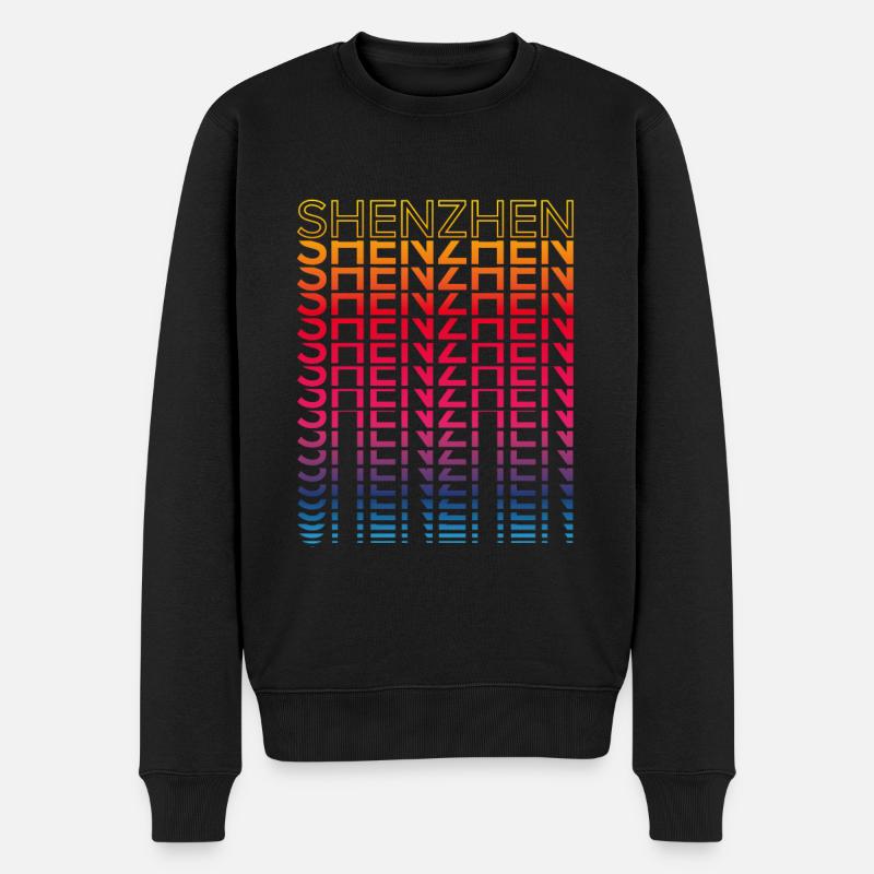 Retro Nostalgisch Stadt - Regenbogen Shenzhen - Männer Premium Bio Pullover - Schwarz
