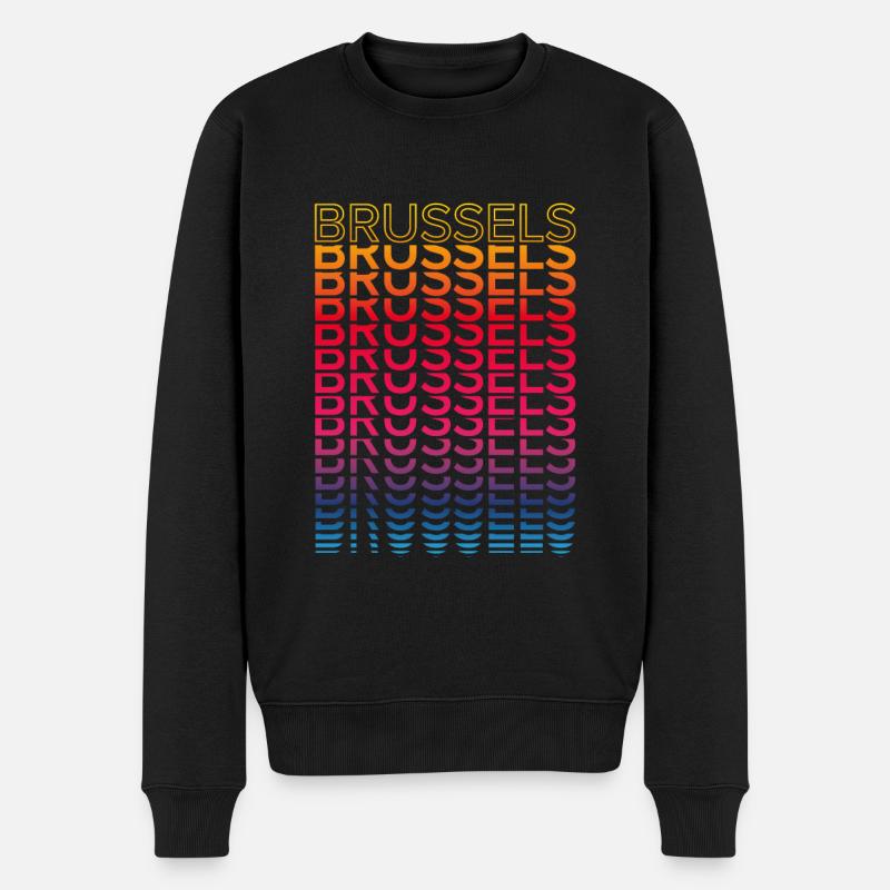Retro Nostalgic City - Rainbow Brussels - Men's Premium Organic Jumper - black