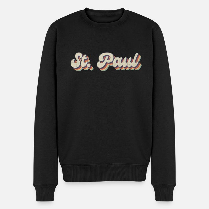Nostalgisch 70er USA Stadt - Vintage St. Paul - Männer Premium Bio Pullover - Schwarz