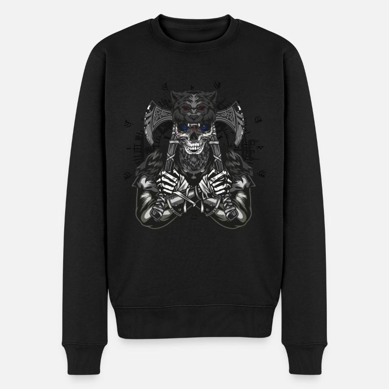 Viking mit Axt - Männer Premium Bio Pullover - Schwarz