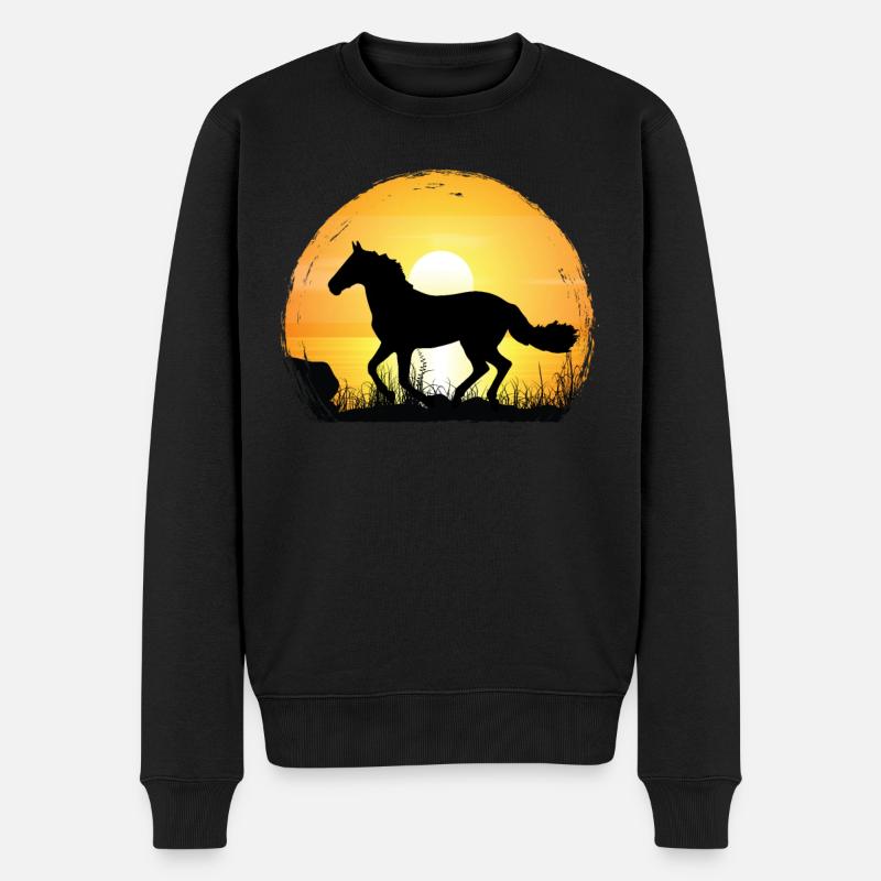 Coucher de soleil - Horse - Pull Premium bio Homme - noir