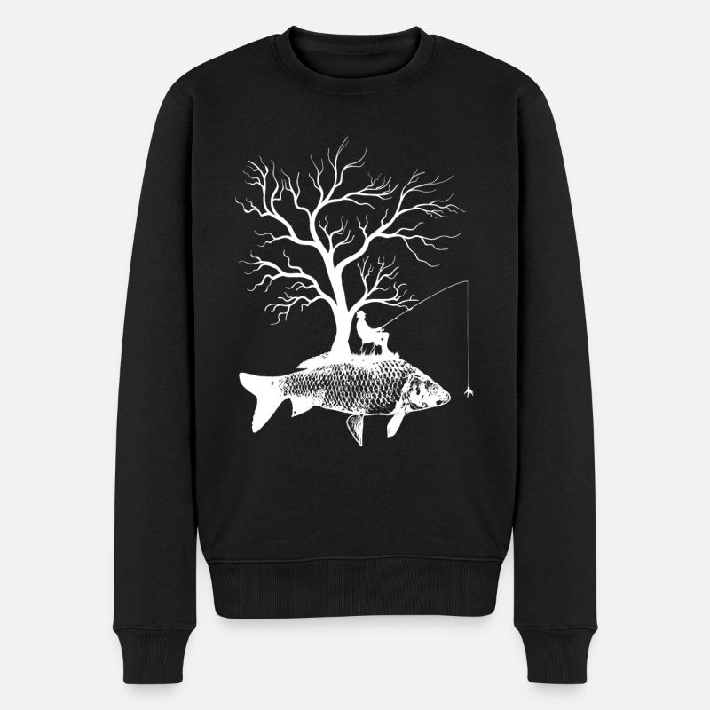 Arbre graphique - Carpe de poisson - Pull Premium bio Homme - noir