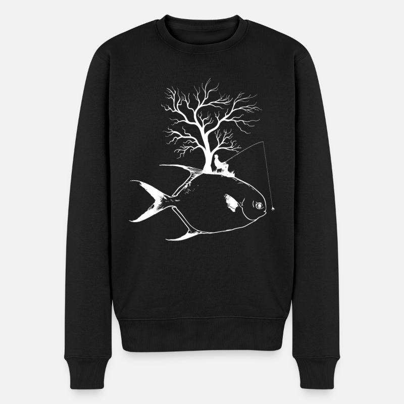 Grafikbaum - Fisch Pompano - Männer Premium Bio Pullover - Schwarz