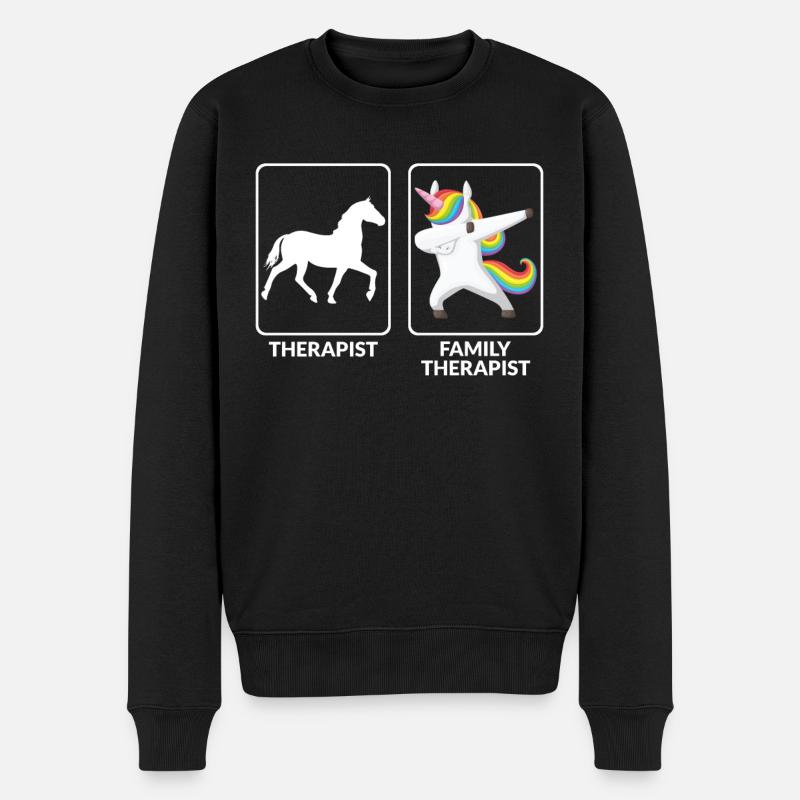 Lustiger Familientherapeut - Männer Premium Bio Pullover - Schwarz