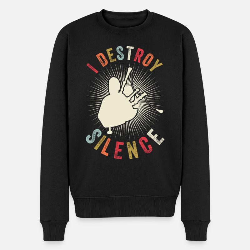 Ich Zerstöre Die Stille - Vintage Dudelsack - Männer Premium Bio Pullover - Schwarz