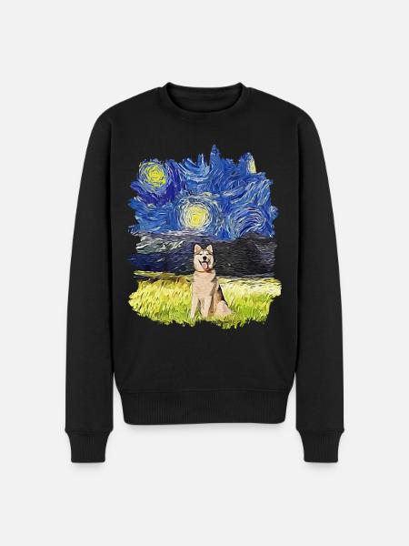 Starry Night - Alaskan Husky - Men's Premium Organic Jumper - black