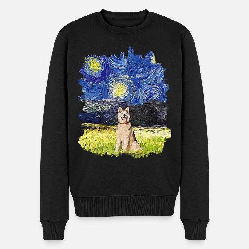Sternennacht - Alaskan Husky - Männer Premium Bio Pullover - Schwarz