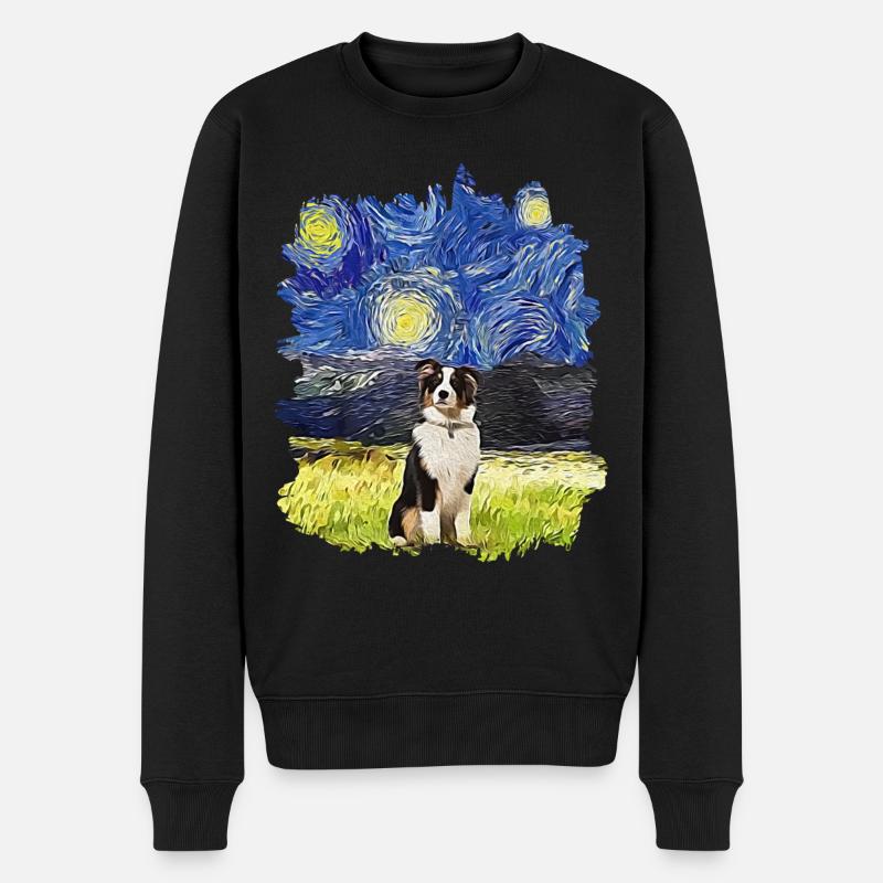 Nuit étoilée - Berger australien - Pull Premium bio Homme - noir