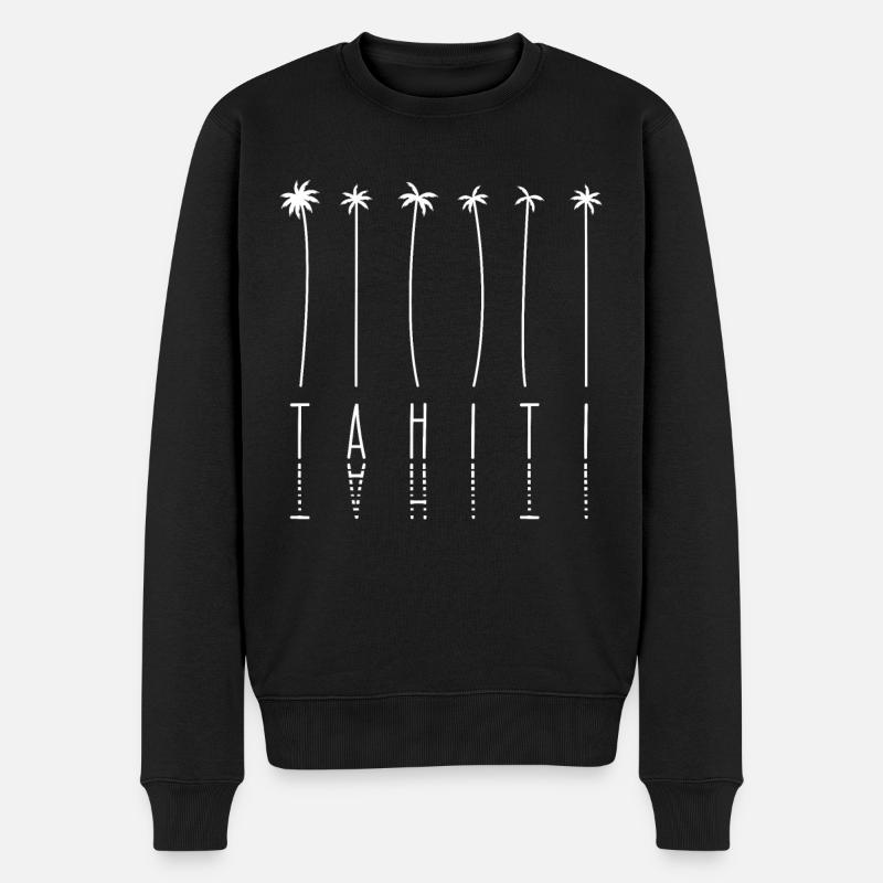 Palmenurlaub - Insel Tahiti - Männer Premium Bio Pullover - Schwarz