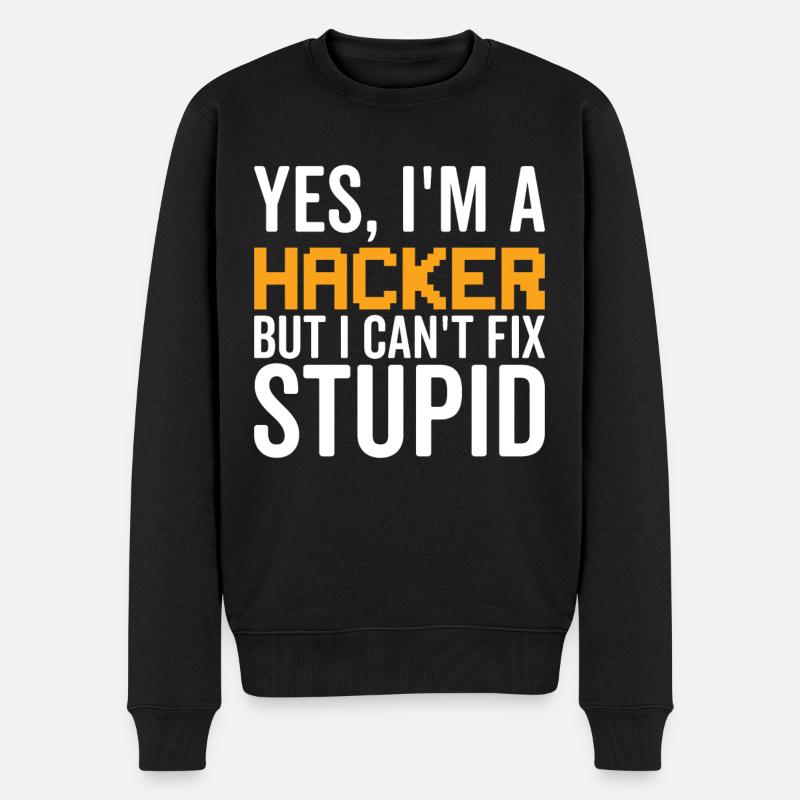 Stupide - Hacker - Pull Premium bio Homme - noir