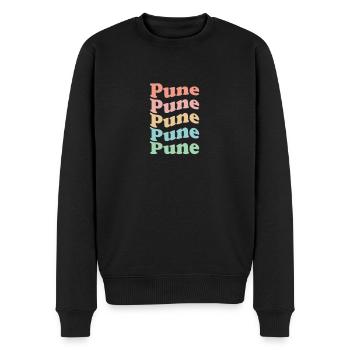 Vintage 70er Hippie India Stadt - Retro Pune - Männer Premium Bio Pullover - Schwarz - Vorne - Nico (187cm)