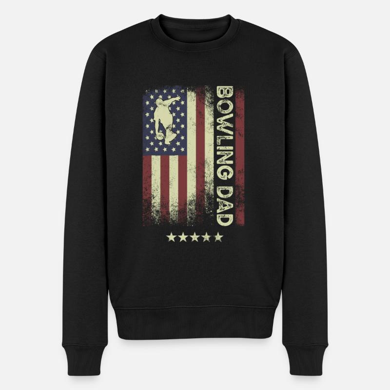 Drapeau américain - Bowling Dad - Pull Premium bio Homme - noir