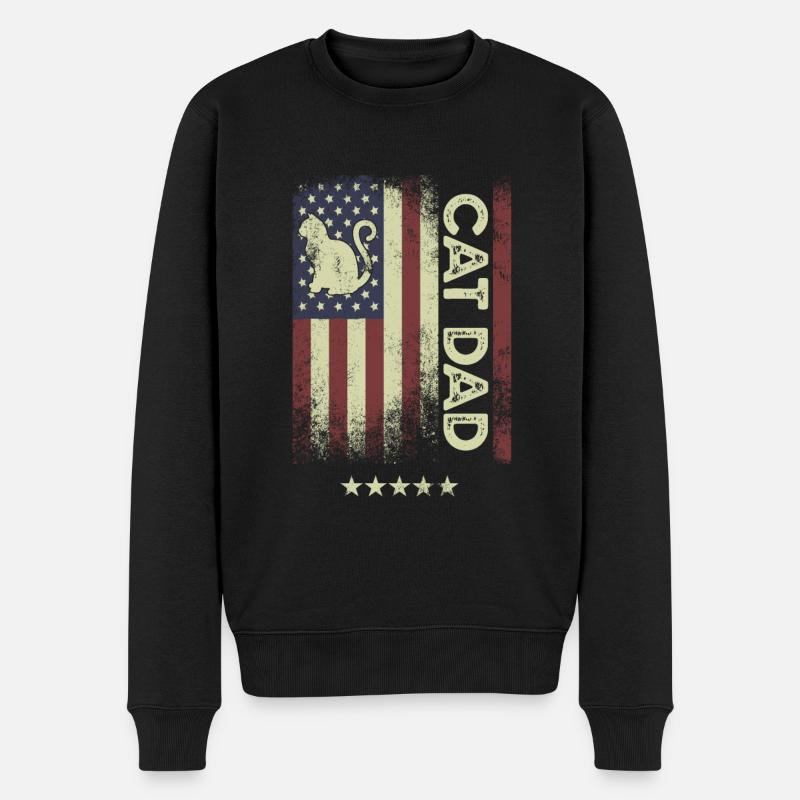 Drapeau américain - Cat Dad - Pull Premium bio Homme - noir