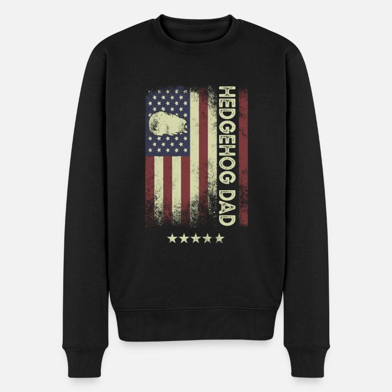 Drapeau américain - Hedgehog Dad - Pull Premium bio Homme - noir