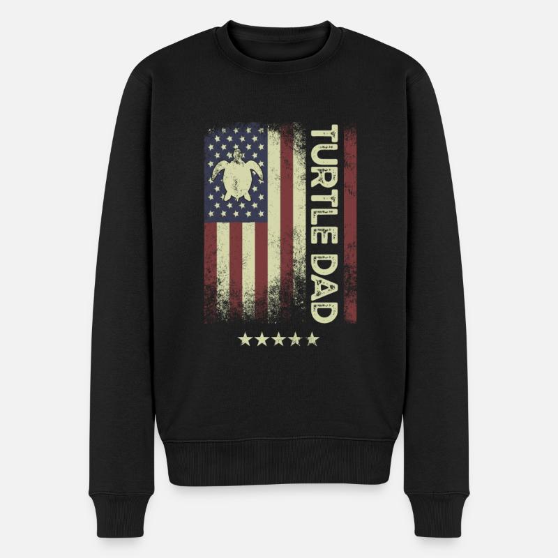 Drapeau américain - Turtle Dad - Pull Premium bio Homme - noir