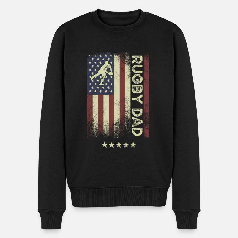 Drapeau américain - Rugby Dad - Pull Premium bio Homme - noir