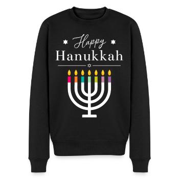 Joyeux chemise de Hanoukka | Festival des lumières de Menorah - Pull Premium bio Homme - noir - Devant - Nico (187cm)