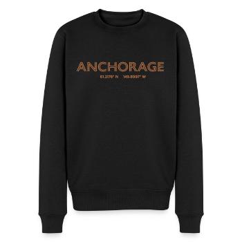 USA City Coordinates - Anchorage - Men's Premium Organic Jumper - black - Front - Nico (187cm)