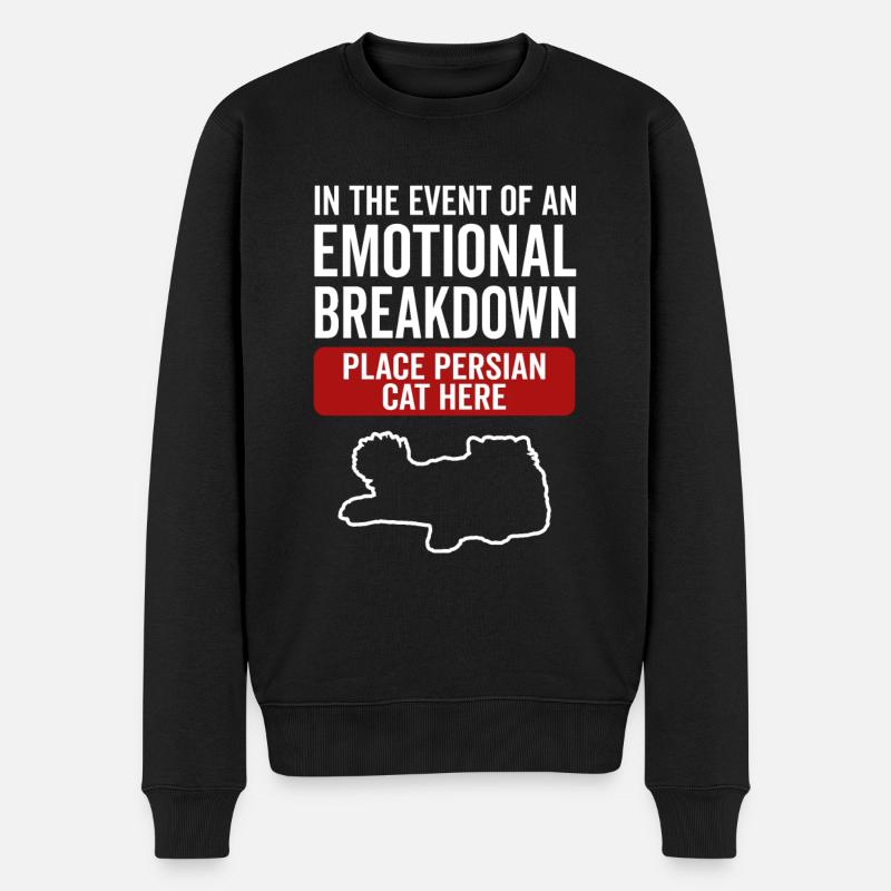 Émotionnel - Chat persan - Pull Premium bio Homme - noir
