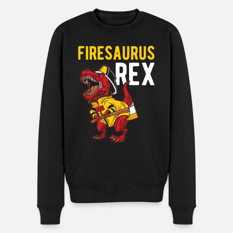 Firesaurus Rex Dino Feuerwehrmann Feuerwehr - Männer Premium Bio Pullover - Schwarz