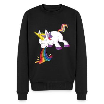 Puking Unicorn Rainbow - Men's Premium Organic Jumper - black - Front - Nico (187cm)