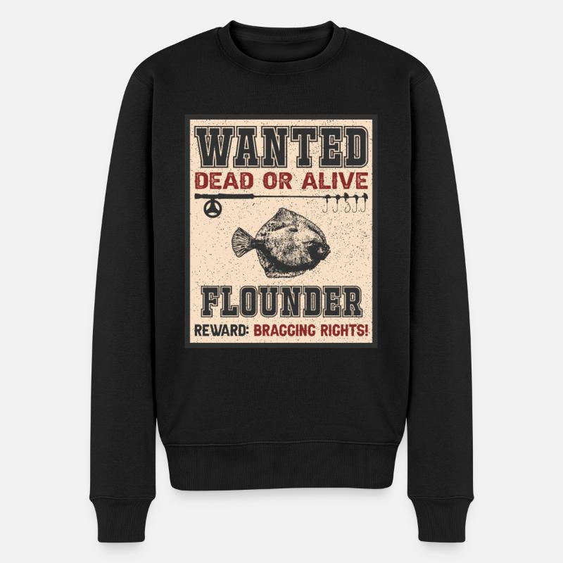 Gesuchte Fisch - Flunderfischen - Männer Premium Bio Pullover - Schwarz