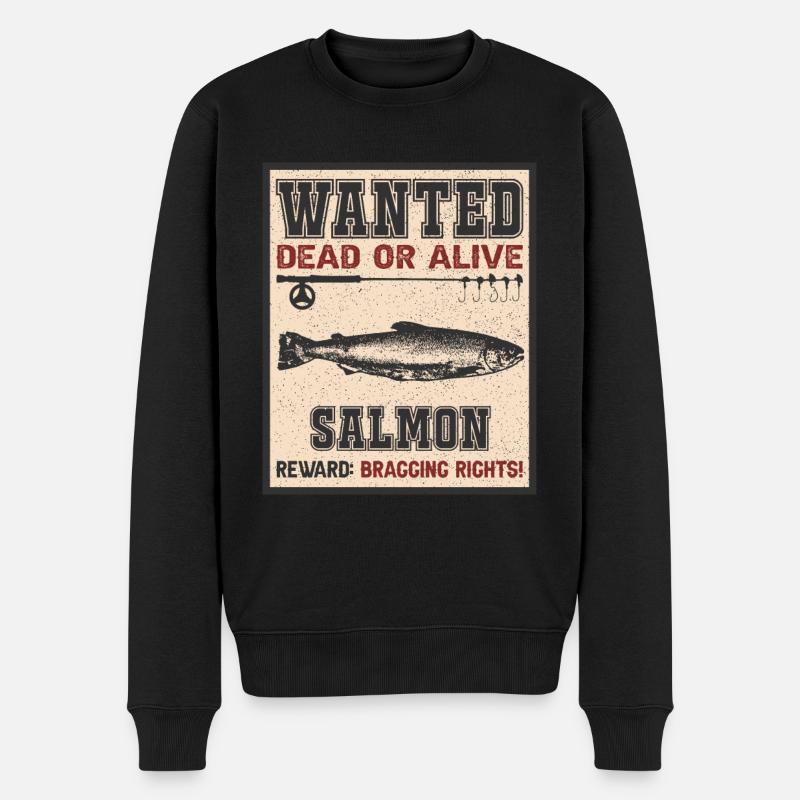 Gesuchter Fisch - Lachsfischen - Männer Premium Bio Pullover - Schwarz