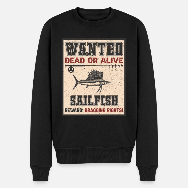 Poisson recherché - pêche au voilier - Pull Premium bio Homme - noir