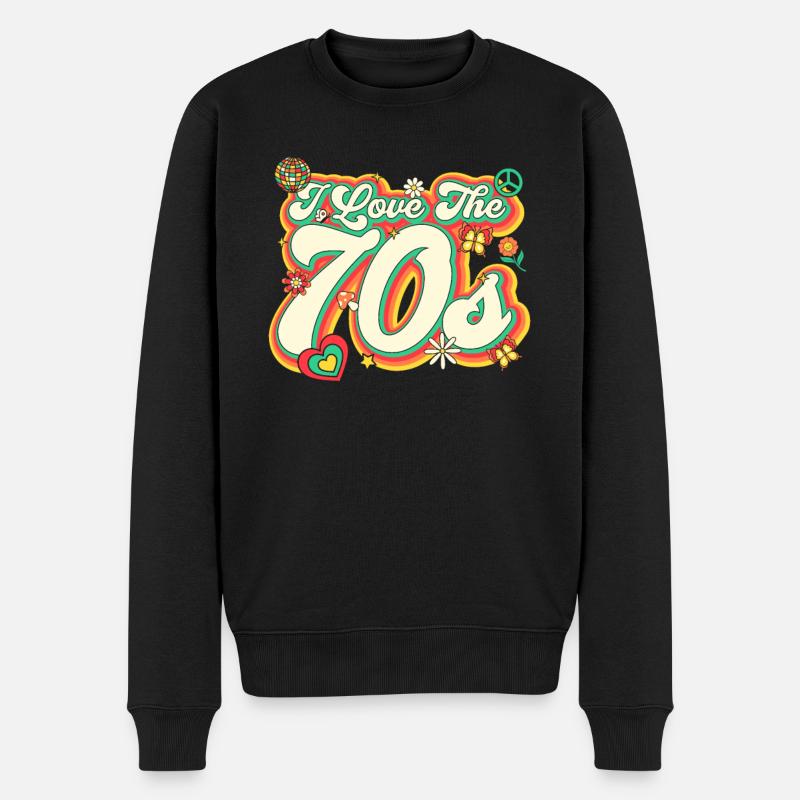70er Kostüm 70s Styles 1970er Outfit 70er Disco - Männer Premium Bio Pullover - Schwarz