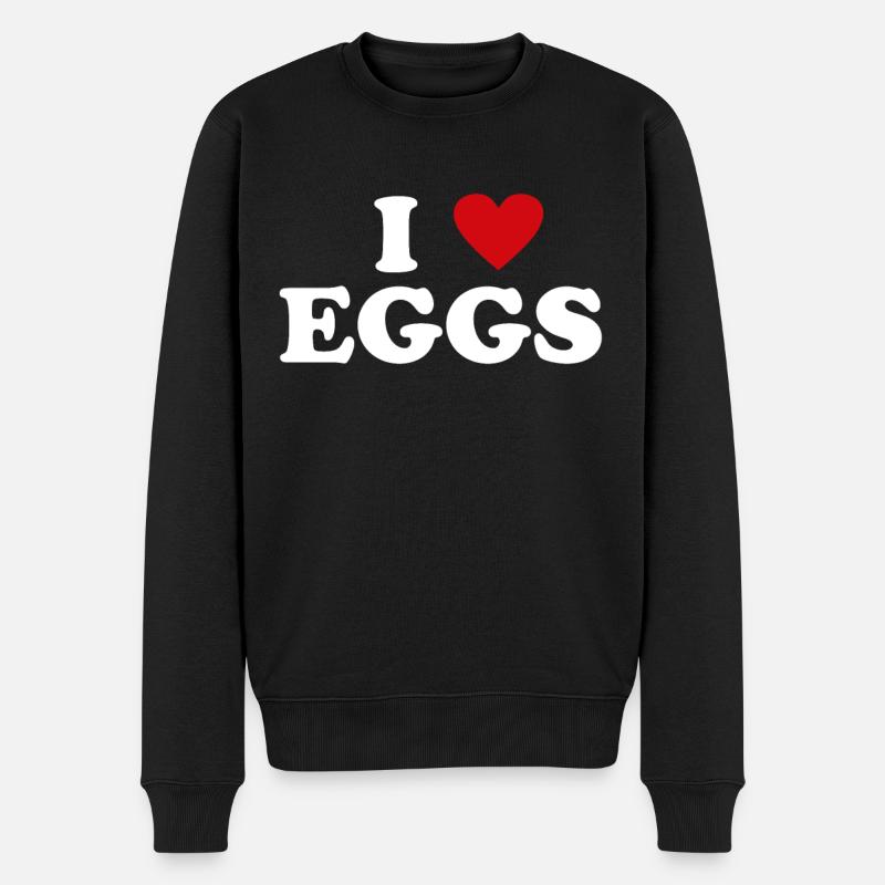 Herz Farmer - Ich Liebe Egg - Männer Premium Bio Pullover - Schwarz