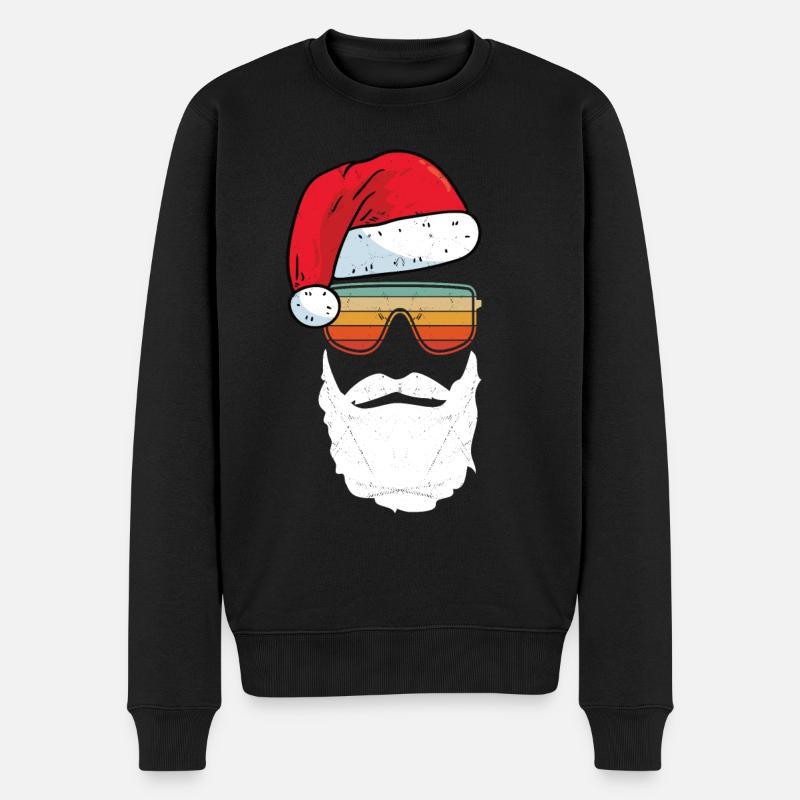 Santa Face Retro Sunglasses Christmas Xmas - Männer Premium Bio Pullover - Schwarz