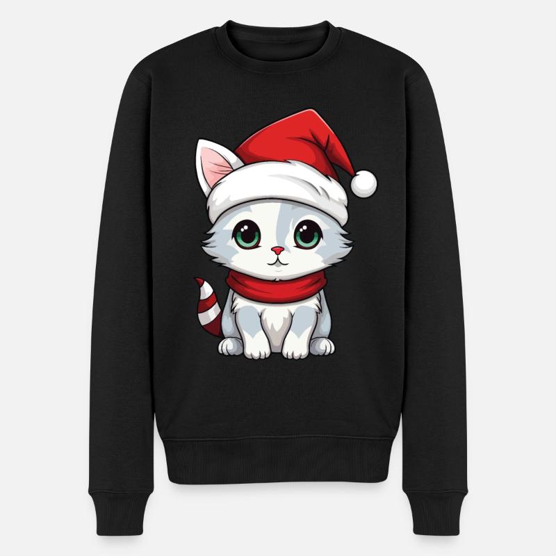 katt jul katt söta glada katter - Ekologisk premiumtröja herr - svart